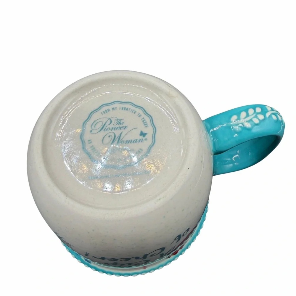 THE PIONEER WOMAN “A CUP OF CHEER” FLORAL COFFEE MUG CERAMIC 4”